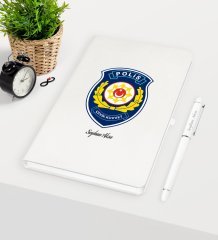Kişiye Özel Polis Çevik Kuvvet Temalı Beyaz Defter Kalem Seti