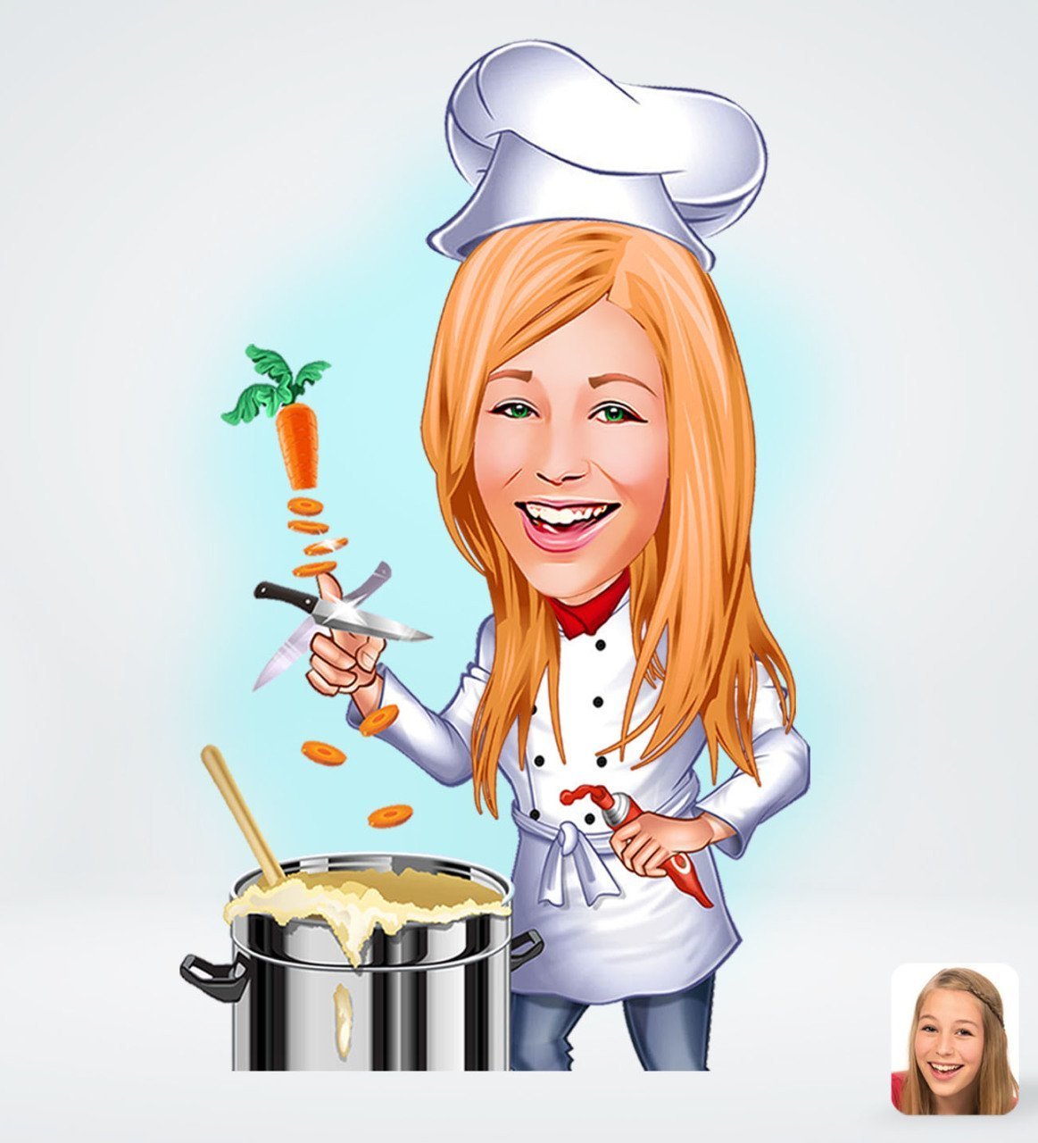 Kişiye Özel Kadın Chef Tasarımlı Dijital Karikatür-1