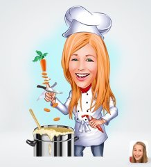 Kişiye Özel Kadın Chef Tasarımlı Dijital Karikatür-1