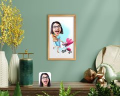 BK Home Ev Hanımı Anne Karikatürlü El Yapımı Ahşap Çerçeveli Tablo-1