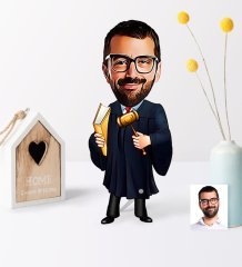 Kişiye Özel Bay Hakim Karikatür Ahşap Biblo - 1