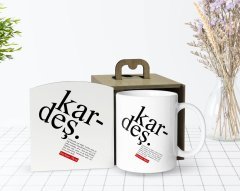 Kişiye Özel Ahşap Kutuda Kardeş Anlamı Tasarımlı Beyaz Kupa Bardak-1