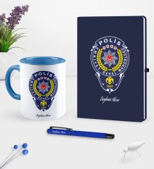 Kişiye Özel Polis Temalı Lacivert Defter Kalem Kupa Seti - 2