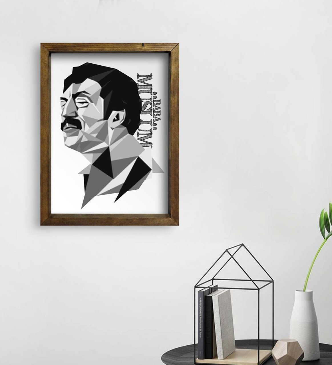 BK Home Müslüm Baba Tasarımlı Doğal Masif Ahşap Çerçeveli Tablo 45x65cm-4