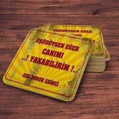 Kişiye Özel Retro Sokak Tabelası Tasarımlı Ahşap Bardak Altlığı (Duvar Yazılı) 6 (4 Adet)
