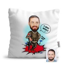 Kişiye Özel Bedelli Asker Karikatür Saten Yastık - 1