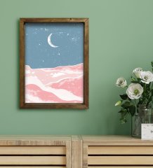 BK Gift Otel Odası Konseptli Doğal Masif Ahşap Çerçeveli Tablo 30x40cm-108