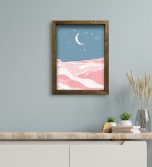 BK Gift Otel Odası Konseptli Doğal Masif Ahşap Çerçeveli Tablo 30x40cm-108
