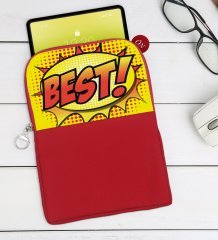 BK Gift Pop Art Tasarımlı Taşınabilir Koruyucu Tablet Kılıfı & Organizer Çanta - Kırmızı-4