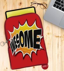 BK Gift Pop Art Tasarımlı Taşınabilir Koruyucu Tablet Kılıfı & Organizer Çanta - Kırmızı-4