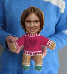 BK Gift Kişiye Özel Fotoğraflı Kurabiye Adam Kostümlü Kız Çocuk Bebek Yastık-3