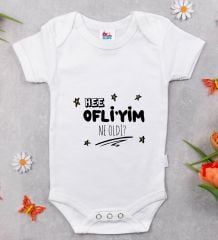 BK Kids Ofliyim Ne Oldi Tasarımlı Beyaz Bebek Body Zıbın-1