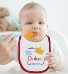 BK Kids Dedem Halleder Tasarımlı 2’li Kırmızı Mama Önlüğü-1