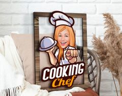 BK Gift Kişiye Özel Kadın Chef Karikatürlü 3D Ahşap Tablo, Sevgiliye Hediye, Arkadaşa Hediye, Yıl Dönümü Hediyesi, Doğum Günü Hediyesi-9