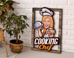 BK Gift Kişiye Özel Kadın Chef Karikatürlü 3D Ahşap Tablo, Sevgiliye Hediye, Arkadaşa Hediye, Yıl Dönümü Hediyesi, Doğum Günü Hediyesi-9