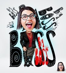 Kişiye Özel Kadın Big Boss Tasarımlı Dijital Karikatür-3