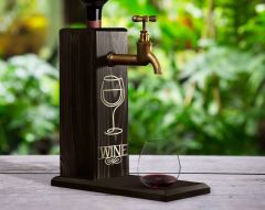 BK Gift Aynalı Altın Kabartma Musluklu Doğal Siyah(Ebony) Ahşap Şarap Standı, Home Bar, İçecek Dispenseri, Ahşap İçecek Çeşmesi-5