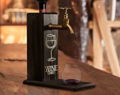 BK Gift Aynalı Altın Kabartma Musluklu Doğal Siyah(Ebony) Ahşap Şarap Standı, Home Bar, İçecek Dispenseri, Ahşap İçecek Çeşmesi-5
