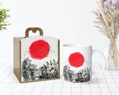 Kişiye Özel Ahşap Kutuda Japonya Tasarımlı Beyaz Kupa Bardak-1