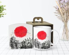 Kişiye Özel Ahşap Kutuda Japonya Tasarımlı Beyaz Kupa Bardak-1