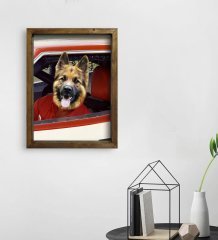 Evcil Dostlara Özel Nascar Pilot Tasarımlı Portre Doğal Masif Ahşap Çerçeveli Tablo 30x40cm-2