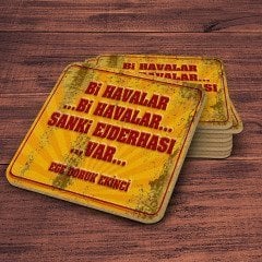 Kişiye Özel Retro Sokak Tabelası Tasarımlı Ahşap Bardak Altlığı (Duvar Yazılı) 4 (4 Adet)