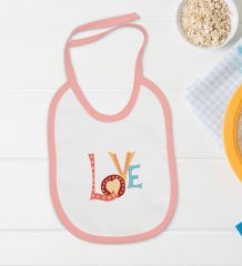 BK Kids Love Tasarımlı Pembe Bebek Body Zıbın ve Mama Önlüğü Hediye Seti-1