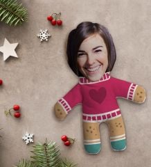 BK Gift Kişiye Özel Fotoğraflı Kurabiye Adam Kostümlü Kadın Bebek Yastık-3