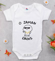 BK Kids O Zaman Dans Tasarımlı Beyaz Bebek Body Zıbın-1