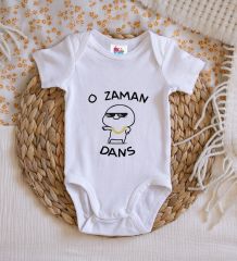 BK Kids O Zaman Dans Tasarımlı Beyaz Bebek Body Zıbın-1