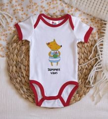 BK Kids Summer Vibes Tasarımlı Kırmızı Bebek Body Zıbın-1