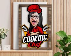 BK Gift Kişiye Özel Kadın Chef Karikatürlü 3D Ahşap Tablo, Sevgiliye Hediye, Arkadaşa Hediye, Yıl Dönümü Hediyesi, Doğum Günü Hediyesi-5