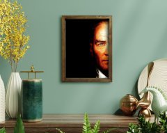 BK Home Atatürk Tasarımlı Doğal Masif Ahşap Çerçeveli Tablo 45x65cm-18