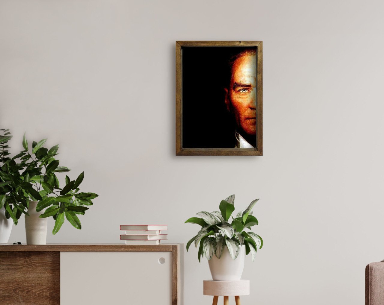 BK Home Atatürk Tasarımlı Doğal Masif Ahşap Çerçeveli Tablo 45x65cm-18