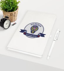 Kişiye Özel Komiser Temalı Beyaz Defter Kalem Seti - 1
