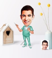 Kişiye Özel Bay Cerrah Karikatür Ahşap Biblo - 1