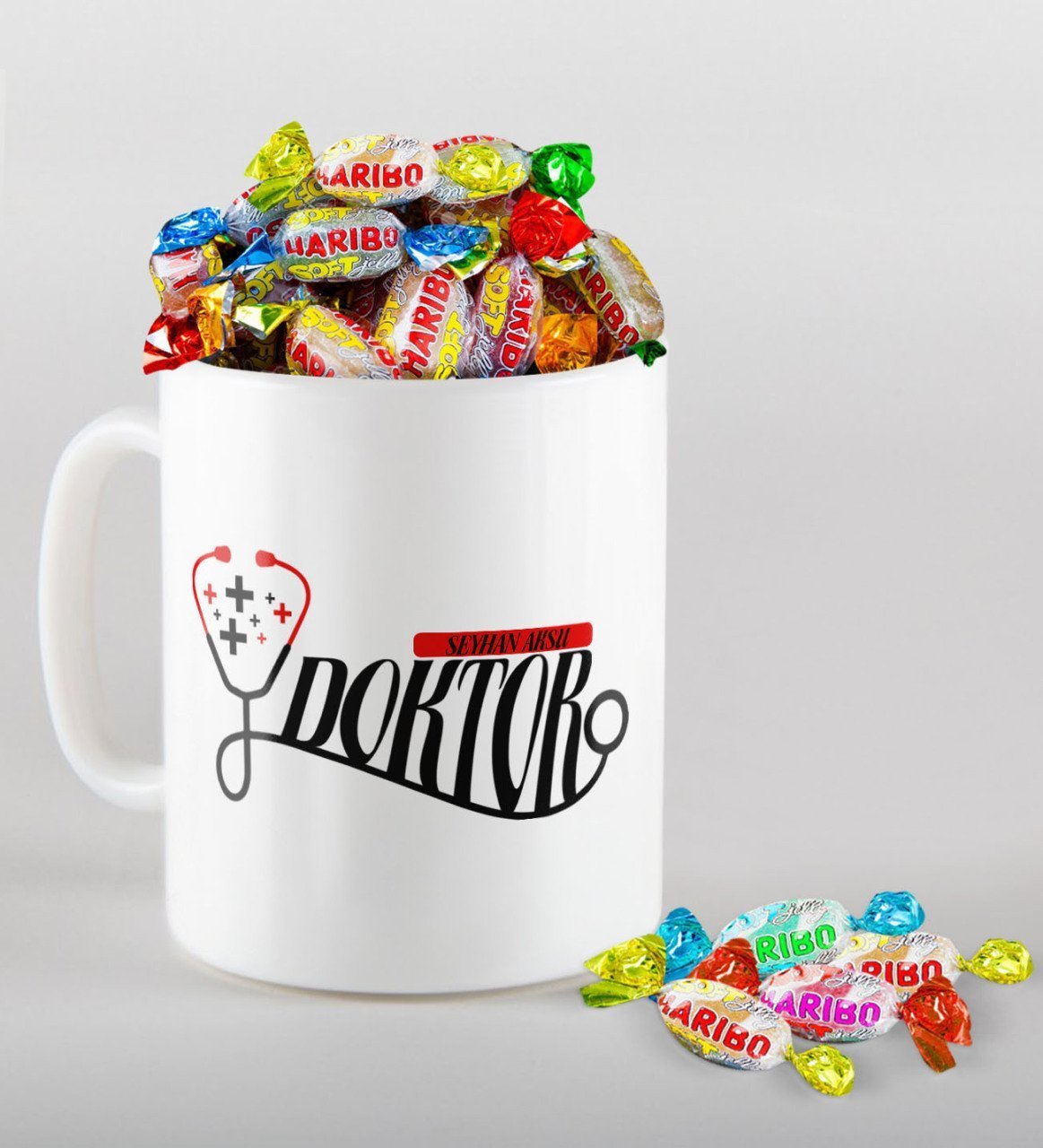 Kişiye Özel Doktor Kupa ve Haribo Şeker Hediye Seti-13