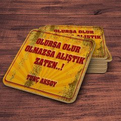 Kişiye Özel Retro Sokak Tabelası Tasarımlı Ahşap Bardak Altlığı (Duvar Yazılı) 3 (4 Adet)