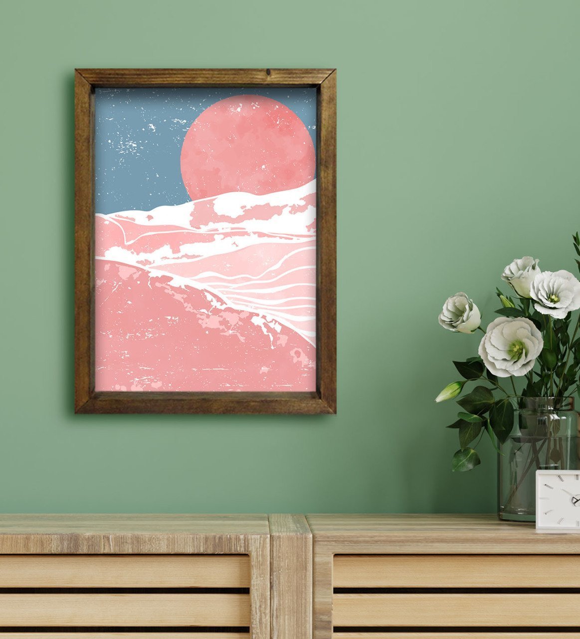 BK Gift Otel Odası Konseptli Doğal Masif Ahşap Çerçeveli Tablo 30x40cm-106