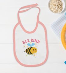 BK Kids Bee Kind Tasarımlı Pembe Bebek Body Zıbın ve Mama Önlüğü Hediye Seti-1
