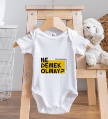 BK Kids Ne Demek Olmay Tasarımlı Beyaz Bebek Body Zıbın-1