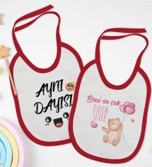 BK Kids Dayı Tasarımlı 2’li Kırmızı Mama Önlüğü-1