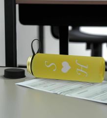 BK Gift Sevgiliye Özel İsimli Sarı Defter ve Cam Matara Hediye Seti-7, Sevgiliye Hediye, Sevgililer Günü, Yeni İş Hediyesi
