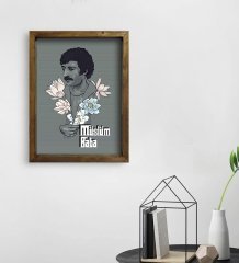 BK Home Müslüm Baba Tasarımlı Doğal Masif Ahşap Çerçeveli Tablo 45x65cm-1