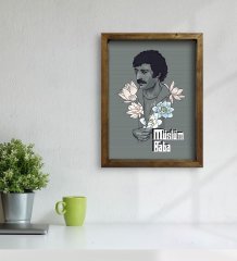 BK Home Müslüm Baba Tasarımlı Doğal Masif Ahşap Çerçeveli Tablo 45x65cm-1