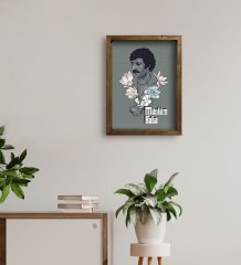 BK Home Müslüm Baba Tasarımlı Doğal Masif Ahşap Çerçeveli Tablo 45x65cm-1