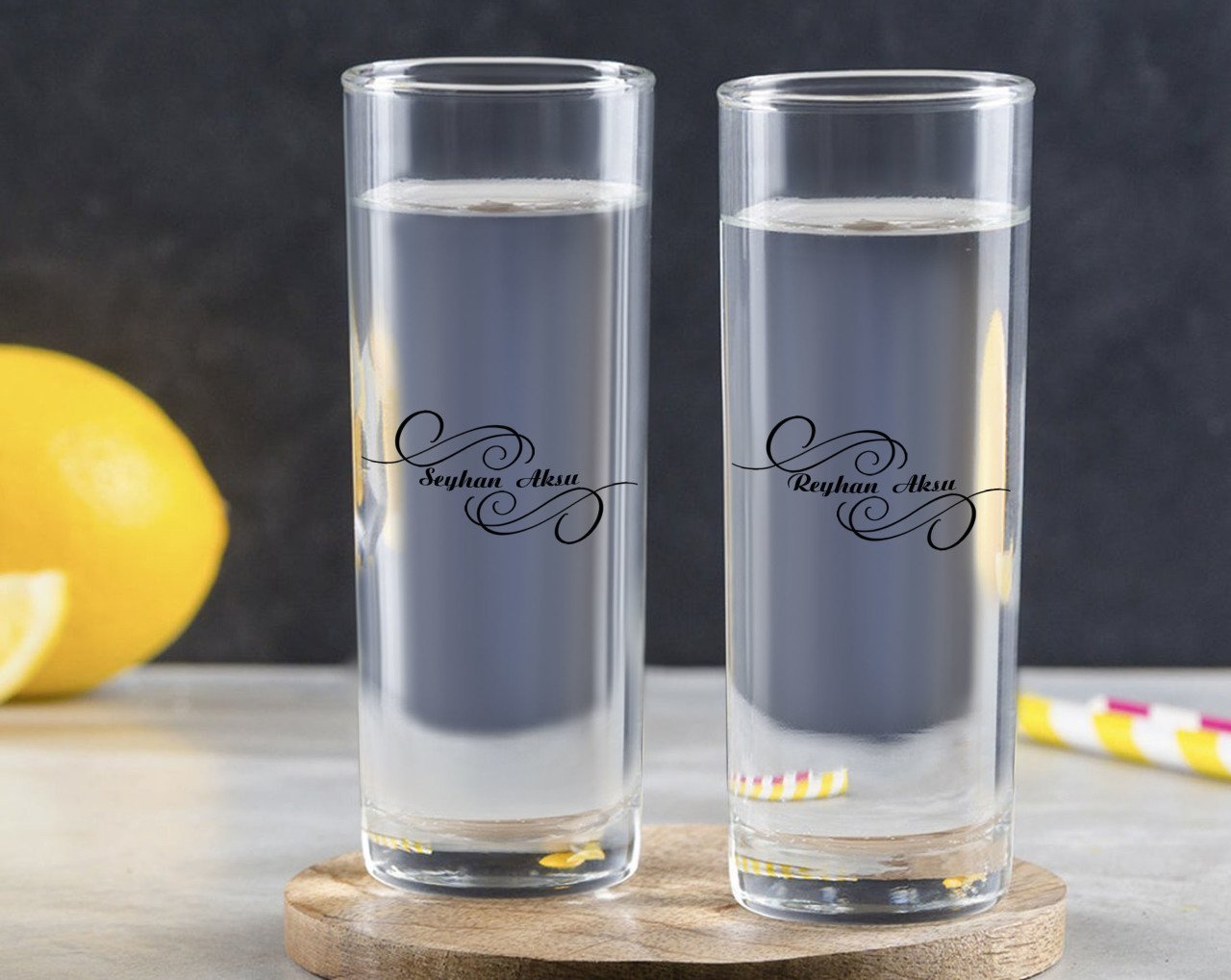 Kişiye Özel Renkli Baskılı İsimli İkili Vodka Bardağı-3