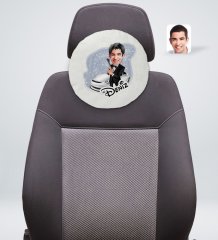 Kişiye Özel İsimli Erkek Ajan Karikatürlü Yuvarlak Araç Koltuk Yastığı-1