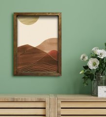 BK Gift Otel Odası Konseptli Doğal Masif Ahşap Çerçeveli Tablo 30x40cm-105