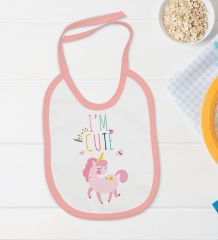 BK Kids I'm Cute Tasarımlı Pembe Bebek Body Zıbın ve Mama Önlüğü Hediye Seti-1